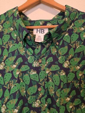 HB Hawaiian Shirt Tropical Button Down Resortwear Vacation Cotton Men's 3XL